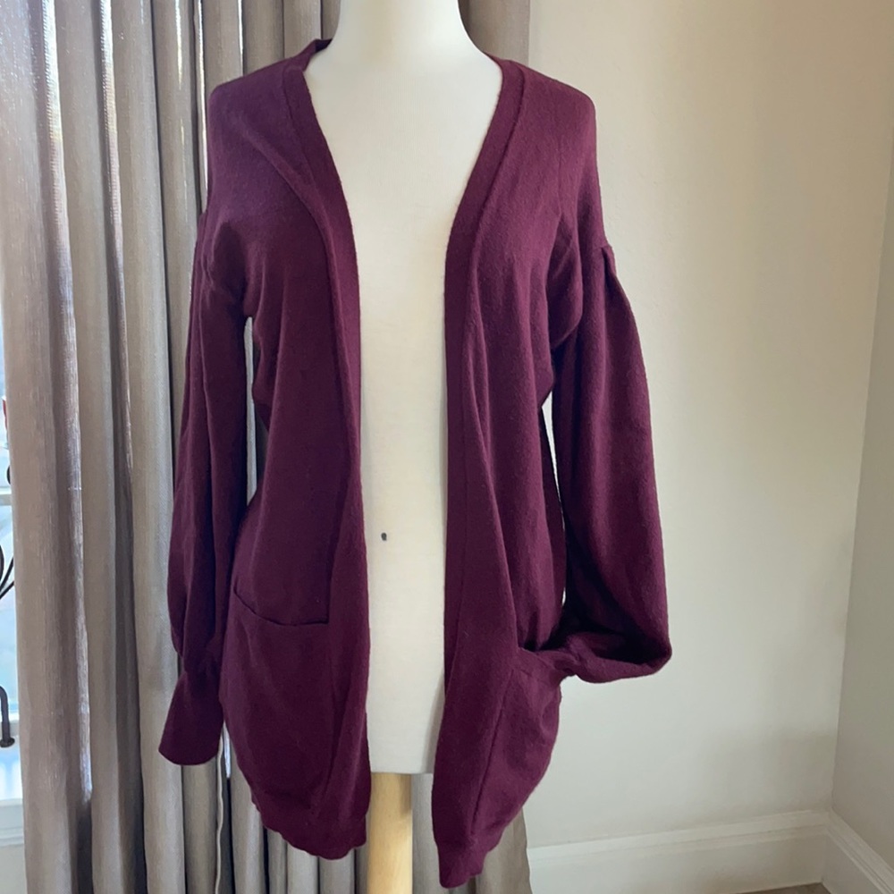 Wine Colored Long and Soft Cardigan